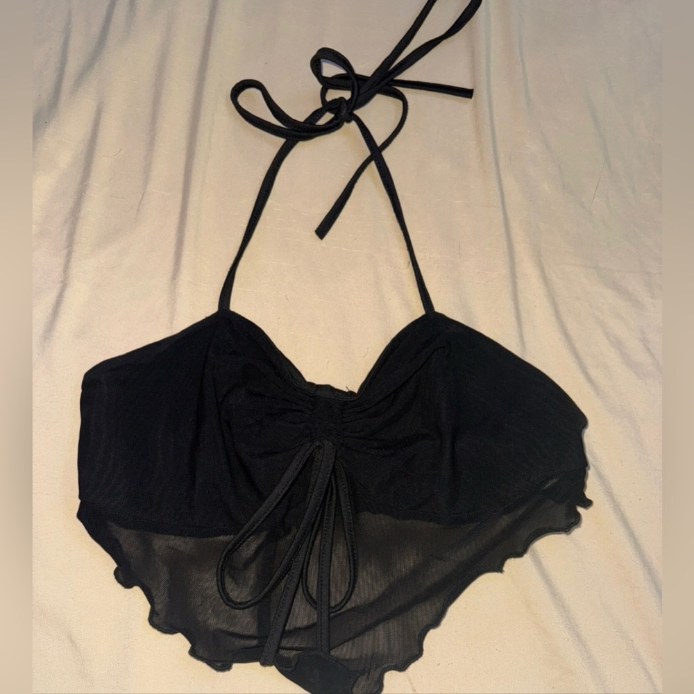 SHEIN Black Halter Crop Top